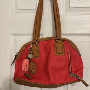Rosetti Pink and Tan Shoulder Bag with Classic Design